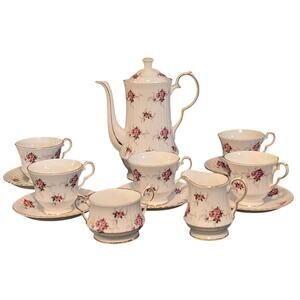 Vtg Princess House Hemmersley Bone China Spode England White Pink Rose Tea Set
